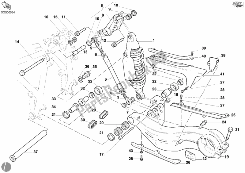 Tutte le parti per il Ammortizzatore Posteriore del Ducati Superbike 748 E 2002